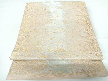 平和屋着物◎六通柄袋帯　枝葉文　金糸　正絹　逸品　AABC2434yx