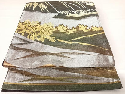 平和屋着物◎六通柄袋帯　風景文　正絹　逸品　AABC2444yx