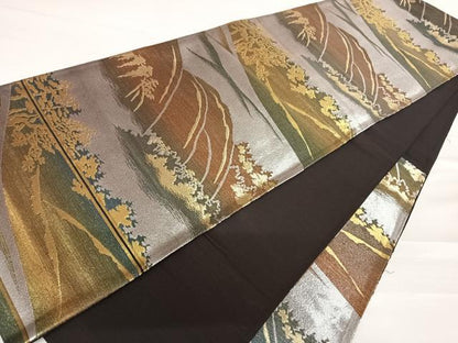 平和屋着物◎六通柄袋帯　風景文　正絹　逸品　AABC2444yx