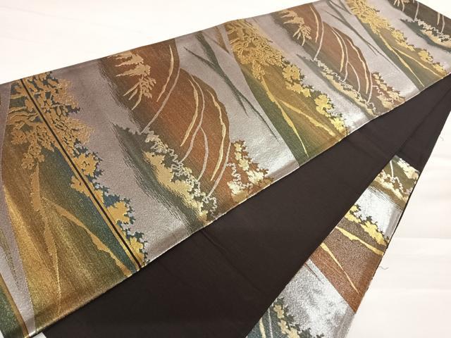平和屋着物◎六通柄袋帯　風景文　正絹　逸品　AABC2444yx