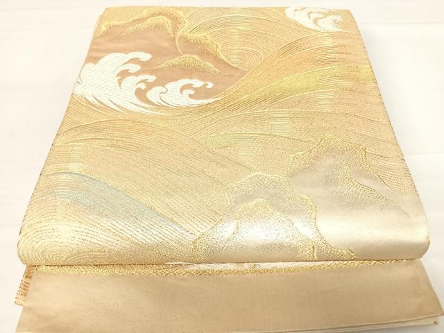 平和屋着物◎六通柄袋帯　立波文　金銀糸　正絹　逸品　AABC2449yx