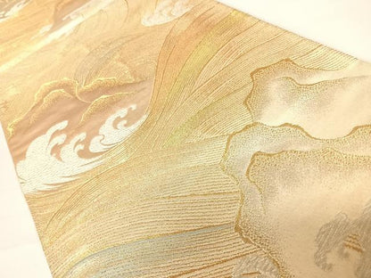 平和屋着物◎六通柄袋帯　立波文　金銀糸　正絹　逸品　AABC2449yx