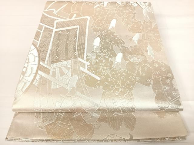 平和屋着物◎六通柄袋帯　人物風景文　金銀糸　正絹　逸品　AABC2453yx