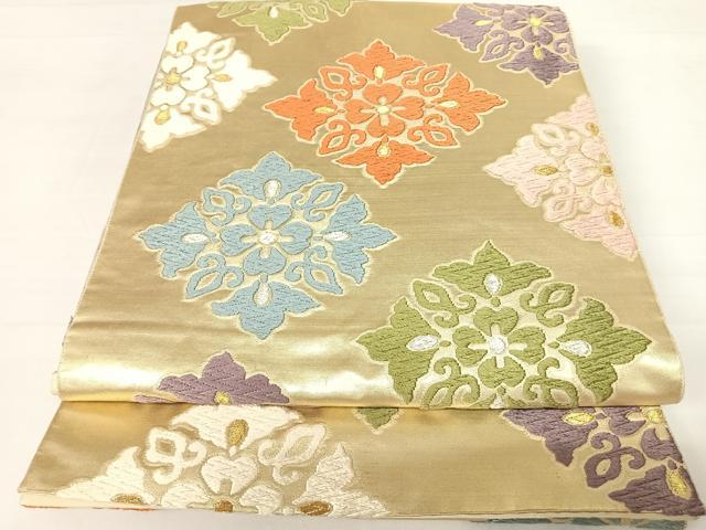 平和屋着物◎六通柄袋帯 唐織 舞花文 金銀糸 正絹 逸品 AABC2459yx