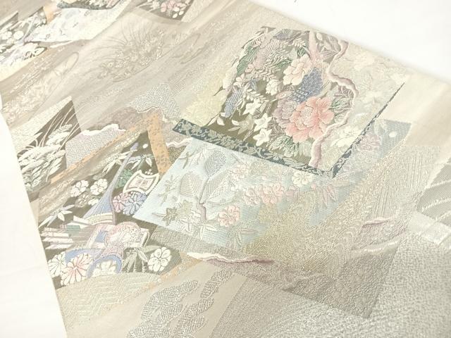 平和屋着物◎六通柄袋帯 唐織 花鳥文 金銀糸 正絹 逸品 AABC2462yx