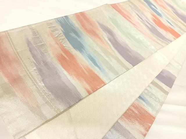 平和屋着物◎佐賀錦 六通柄袋帯 霞文 銀糸 正絹 逸品 AABC2473yx
