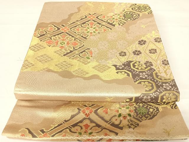 平和屋着物◎六通柄袋帯　唐織　吉祥花文　金糸　正絹　逸品　AABC2476yx