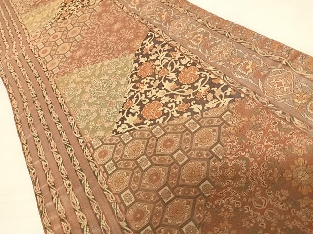 平和屋着物◎六通柄袋帯 紹巴織 更紗花文 正絹 逸品 AABC2494yx