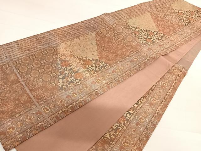 平和屋着物◎六通柄袋帯 紹巴織 更紗花文 正絹 逸品 AABC2494yx