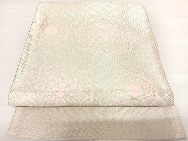 平和屋着物◎全通柄袋帯 唐織 舞花文 銀糸 正絹 逸品 AABC2498yx