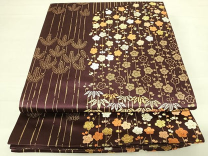 平和屋着物◎六通柄袋帯 唐織 松竹梅 金糸 正絹 逸品 AABC2510yx