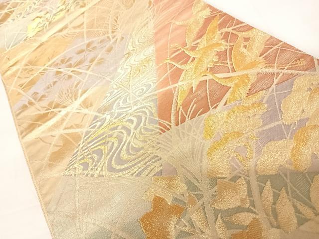 平和屋着物◎六通柄袋帯 数寄屋 飛鶴花文 金銀糸 正絹 逸品 AABC2514yx