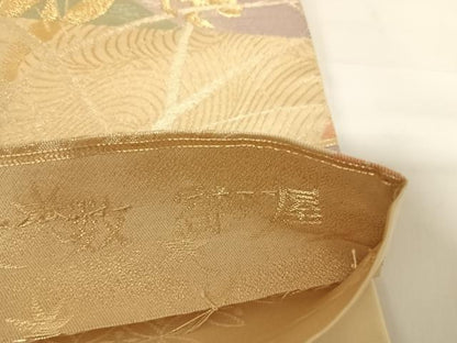 平和屋着物◎六通柄袋帯 数寄屋 飛鶴花文 金銀糸 正絹 逸品 AABC2514yx
