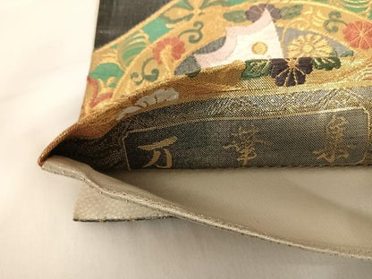 平和屋着物◎六通柄袋帯 唐織 万葉集 金糸 正絹 逸品 AABC2515yx