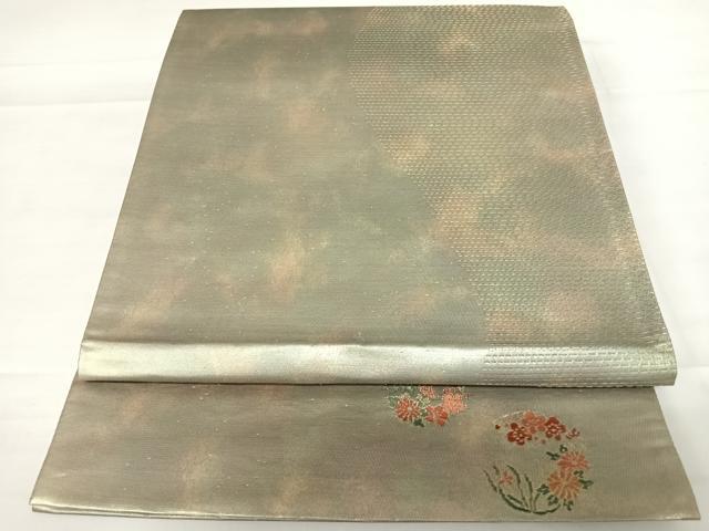 平和屋着物◎六通柄袋帯 霞文 金糸 引箔 正絹 逸品 AABC2520yx