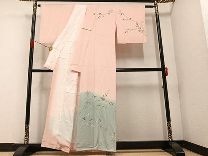 平和屋着物●訪問着 笹 萩 暈し染め 正絹 逸品 AABC2530ph