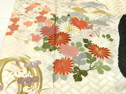 平和屋着物●豪華振袖 駒刺繍 絞り 草花文 金銀彩 そごう扱い 正絹 逸品 AABC2540ph