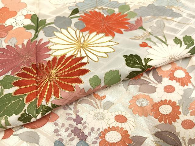 平和屋着物●豪華振袖 駒刺繍 絞り 草花文 金銀彩 そごう扱い 正絹 逸品 AABC2540ph