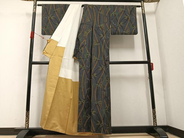 平和屋着物●本場大島紬 一元7マルキ 笹竹文 正絹 逸品 AABC2542ph