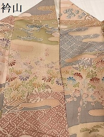 平和屋着物●上質な小紋 紬地 エ霞草花文 正絹 逸品 AABC2546ph
