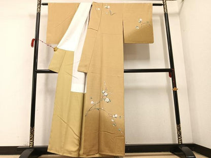 平和屋着物●訪問着 友禅 枝花文 暈し染め 正絹 逸品 未使用 AABC2568ph