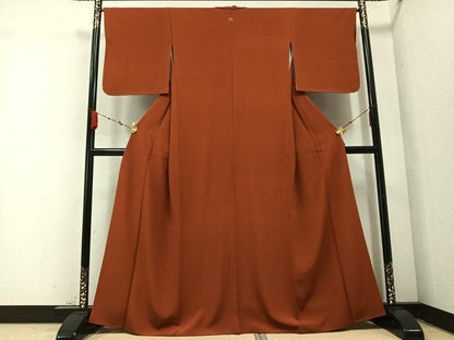 平和屋着物●上質な色無地 雀茶色 正絹 逸品 AABC2576ph