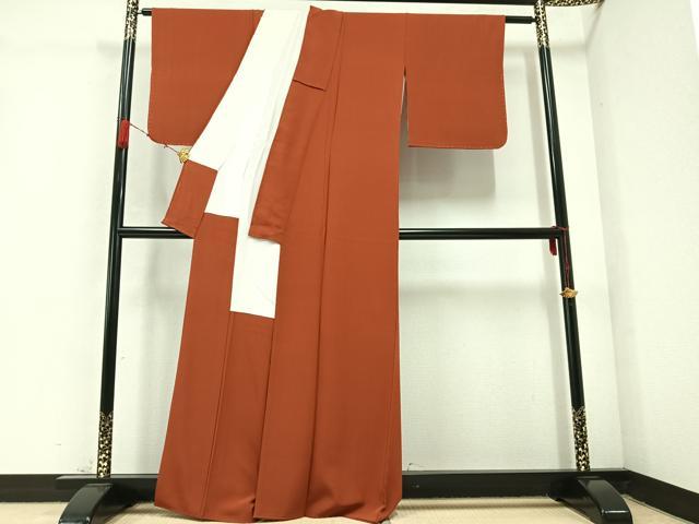 平和屋着物●上質な色無地 雀茶色 正絹 逸品 AABC2576ph
