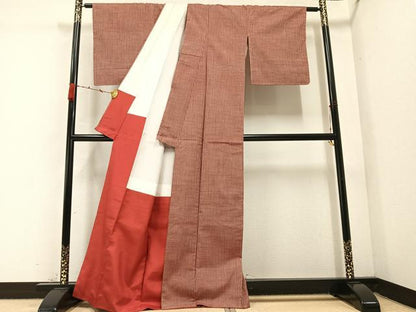平和屋着物●上質な紬 間道 正絹 逸品 AABC2588ph