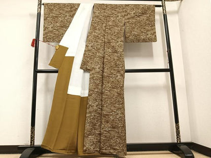 平和屋着物●本場大島紬 カタス9マルキ 風景樹林文 正絹 逸品 AABC2592ph