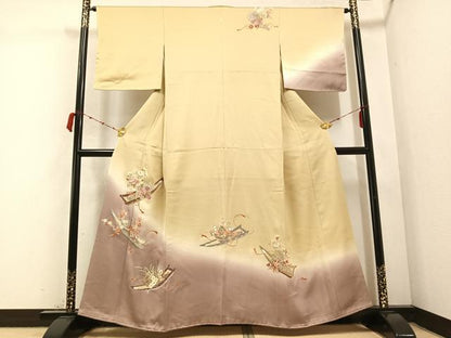 平和屋着物●訪問着 作家物 千くさ染繍 花船 暈し染め 金彩 大丸扱い 正絹 逸品 未使用 AABC2593ph
