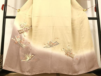 平和屋着物●訪問着 作家物 千くさ染繍 花船 暈し染め 金彩 大丸扱い 正絹 逸品 未使用 AABC2593ph