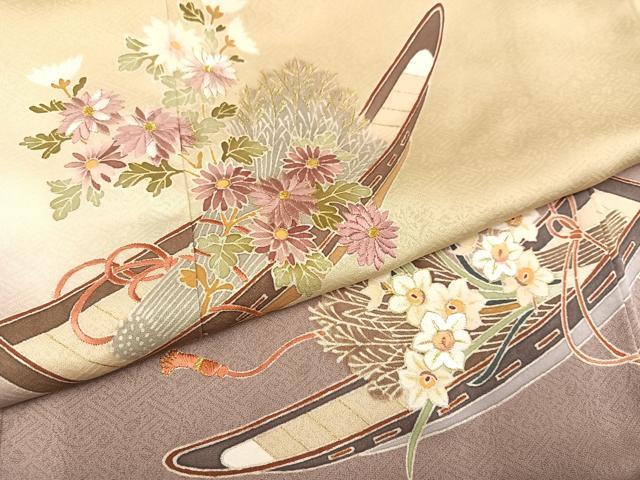 平和屋着物●訪問着 作家物 千くさ染繍 花船 暈し染め 金彩 大丸扱い 正絹 逸品 未使用 AABC2593ph