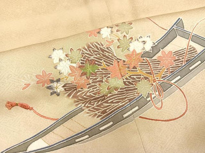 平和屋着物●訪問着 作家物 千くさ染繍 花船 暈し染め 金彩 大丸扱い 正絹 逸品 未使用 AABC2593ph