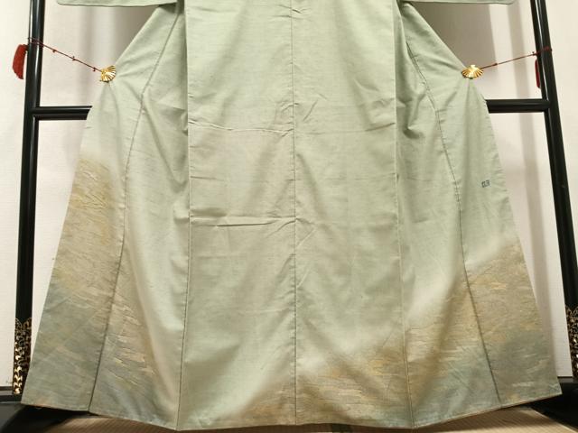 平和屋着物●訪問着　紬地　霞文　暈し染め　金銀彩　やまと誂製　正絹　逸品　AABC2600ph