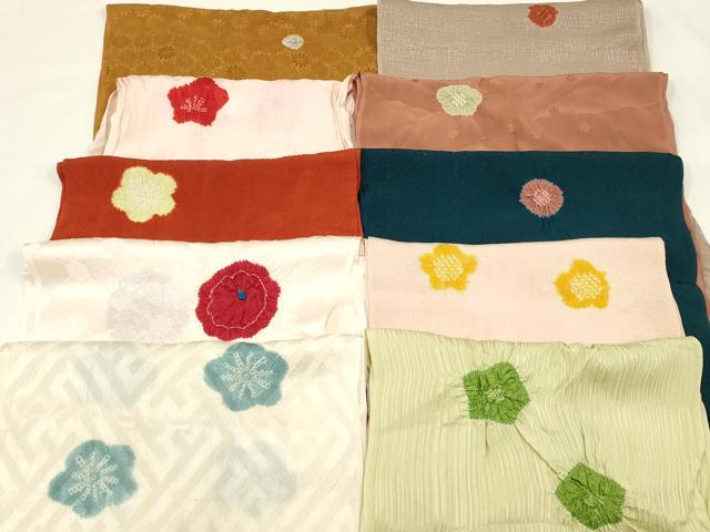 平和屋着物★和装小物　帯揚げ10枚セット　部分絞り　中抜き　花柄　暈し　正絹　逸品　AABC2606ay