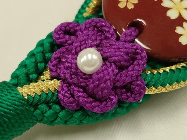 平和屋着物●和装小物 振袖用帯締め 装飾 蒔絵 パール 金糸 撚り房 逸品 未使用 AABC2612ay