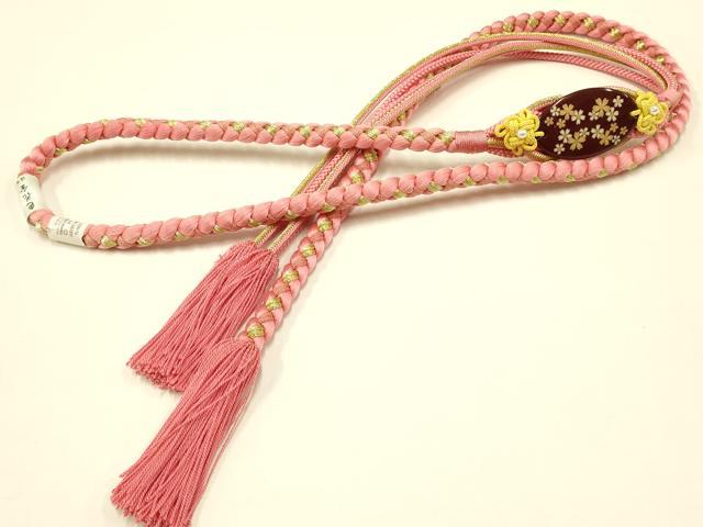 平和屋着物●和装小物 振袖用帯締め 装飾 蒔絵 パール 金糸 撚り房 逸品 未使用 AABC2613ay