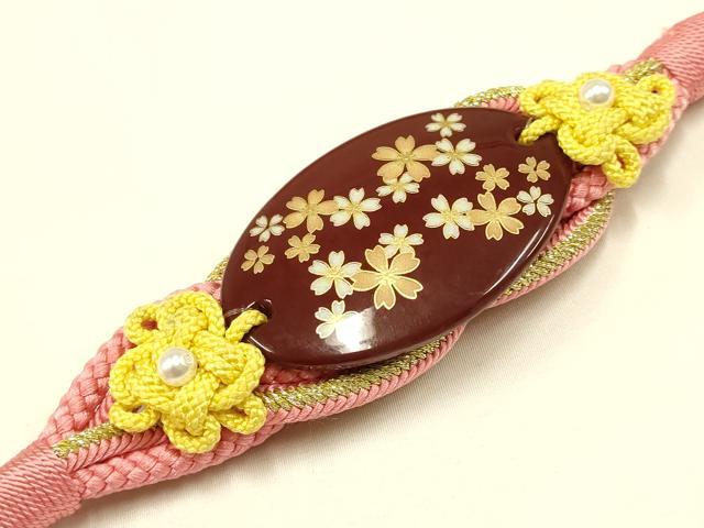 平和屋着物●和装小物 振袖用帯締め 装飾 蒔絵 パール 金糸 撚り房 逸品 未使用 AABC2613ay