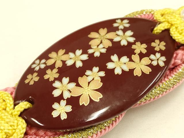 平和屋着物●和装小物 振袖用帯締め 装飾 蒔絵 パール 金糸 撚り房 逸品 未使用 AABC2613ay