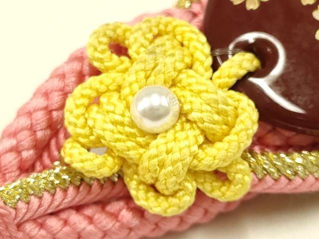 平和屋着物●和装小物 振袖用帯締め 装飾 蒔絵 パール 金糸 撚り房 逸品 未使用 AABC2613ay