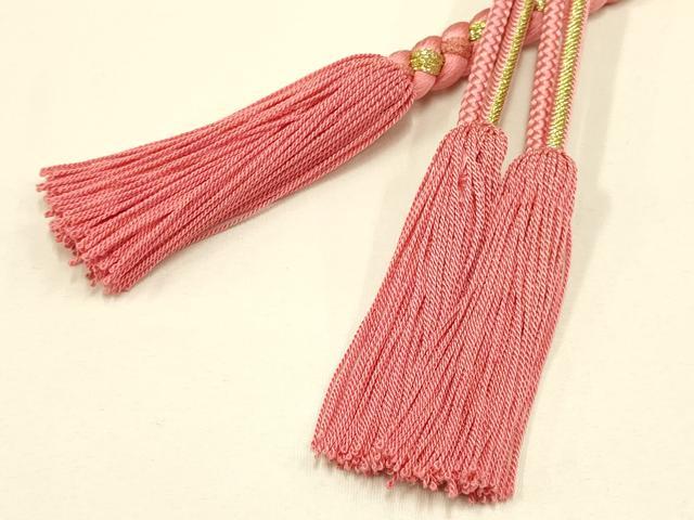 平和屋着物●和装小物 振袖用帯締め 装飾 蒔絵 パール 金糸 撚り房 逸品 未使用 AABC2613ay