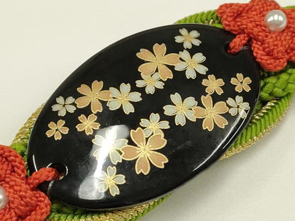 平和屋着物●和装小物 振袖用帯締め 装飾 蒔絵 パール 金糸 撚り房 逸品 未使用 AABC2614ay