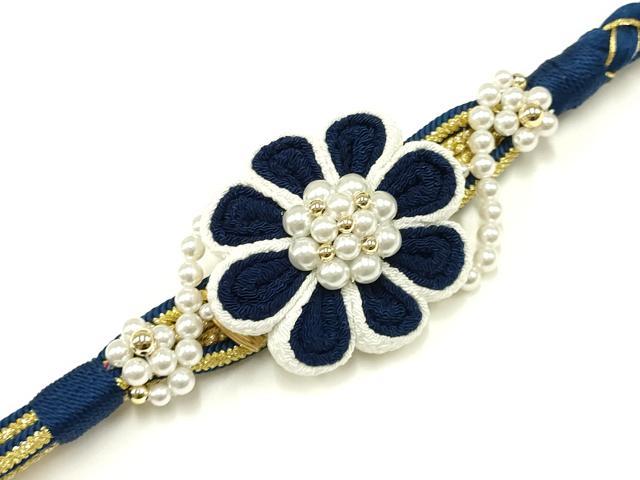 平和屋着物●和装小物　振袖用帯締め　装飾　パール　つまみ細工　ちりめん細工　金糸　撚り房　逸品　未使用　AABC2617ay