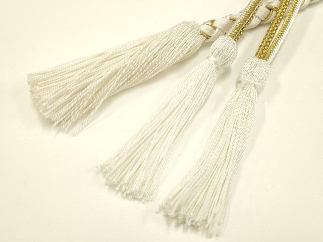平和屋着物●和装小物　振袖用帯締め　装飾　パール　つまみ細工　ちりめん細工　金糸　撚り房　逸品　未使用　AABC2622ay