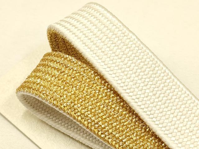 平和屋着物●和装小物 帯締め・帯揚げセット 礼装用 高麗組 綾出し 金糸 金銀彩 正絹 逸品 未使用 AABC2652ay