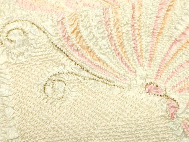 平和屋本店●和装小物 帯締め・帯揚げセット 振袖用 総絞り 舞蝶文 暈し染め 金糸 撚り房 逸品 AABC2658ay