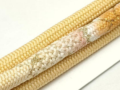 平和屋本店●和装小物 帯締め・帯揚げセット 振袖用 総絞り 斜縞 暈し 金糸 撚り房 逸品 AABC2660ay