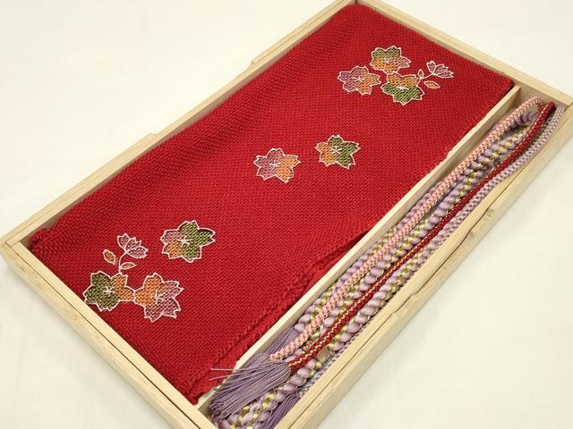 平和屋着物●和装小物 帯締め・帯揚げセット 振袖用 総絞り 舞花文 金糸 金銀彩 撚り房 逸品 AABC2665ay
