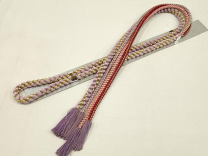 平和屋着物●和装小物 帯締め・帯揚げセット 振袖用 総絞り 舞花文 金糸 金銀彩 撚り房 逸品 AABC2665ay
