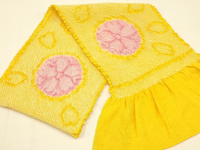 平和屋本店●和装小物　帯締め・帯揚げセット　振袖用　総絞り　舞花文　ラメ糸使用　撚り房　逸品　AABC2668ay